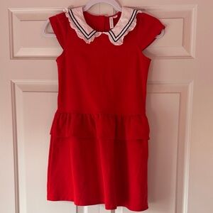 Janie and Jack Red Dress with Ruffled Collar